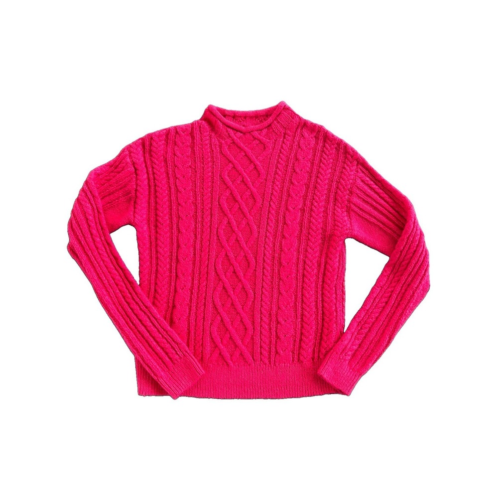J. Crew Cable Knit Sweater Roll Neck Coral Pink Preppy Classic Women's XS